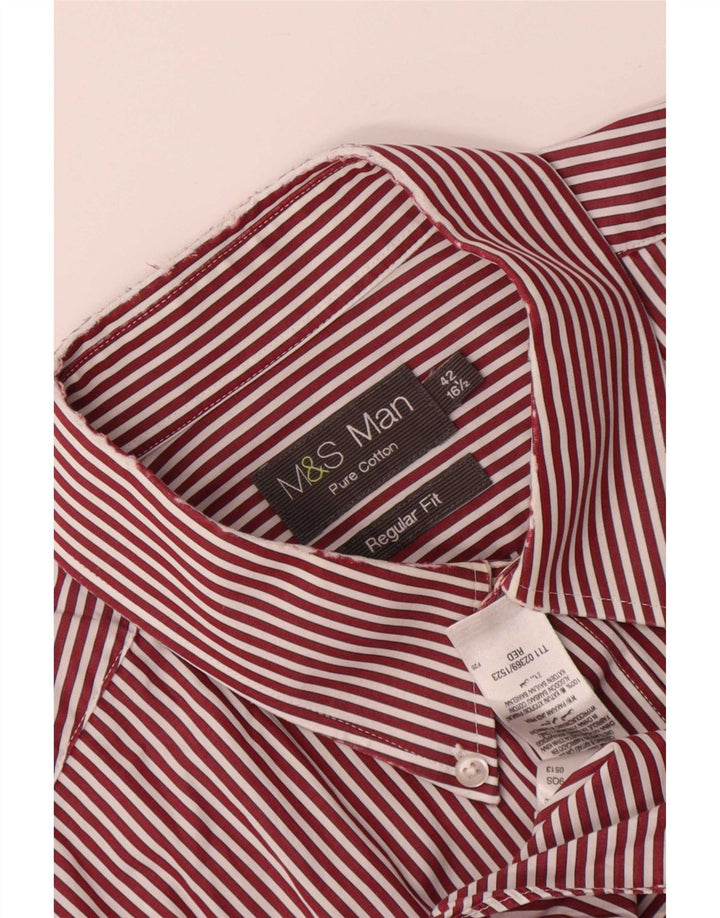 Marks & Spencer Chemise coupe régulière pour homme Taille 42 16 1/2 Grandes rayures rouges