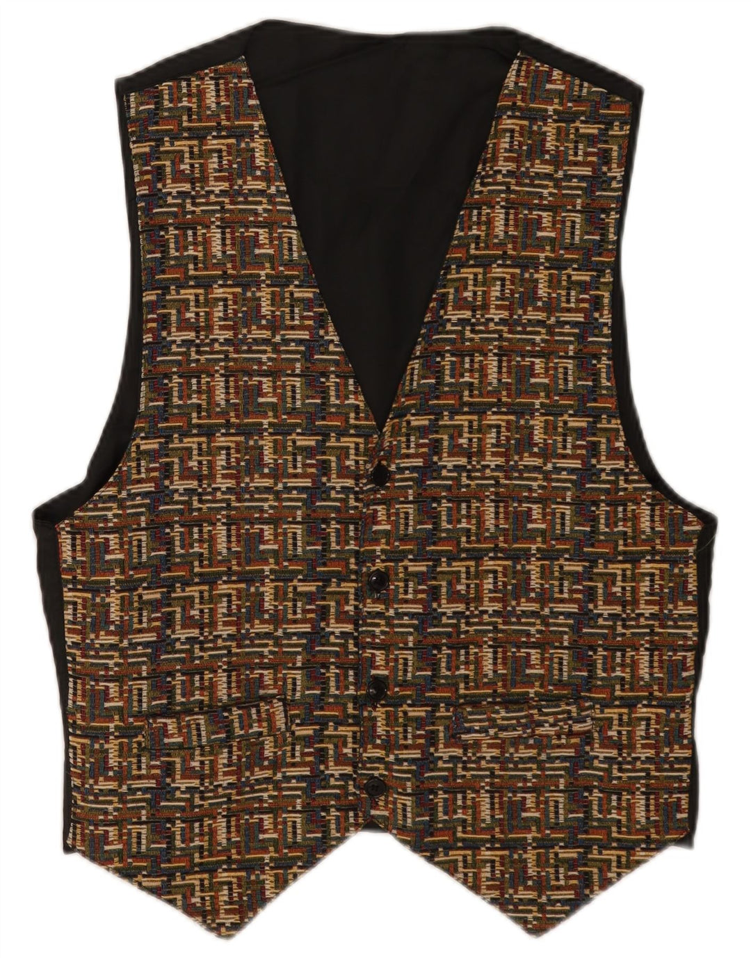 gilet homme vintage grand polyester géométrique marron