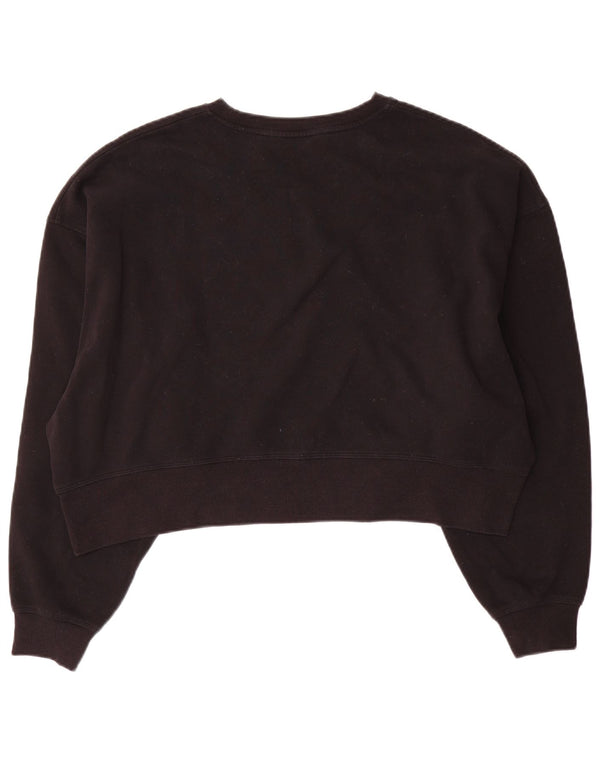 Dkny Sweat-shirt court surdimensionné pour femme UK 10 Petit coton noir