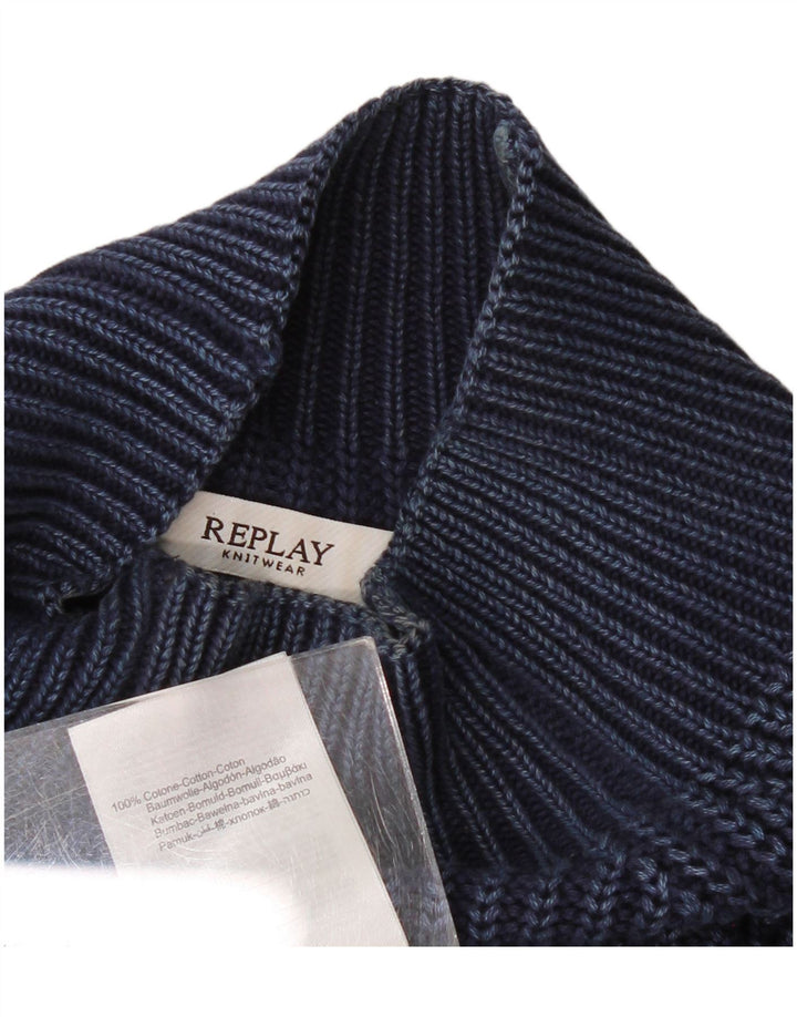 Replay Pull à col roulé pour femme UK 14 Bleu marine moyen Coton