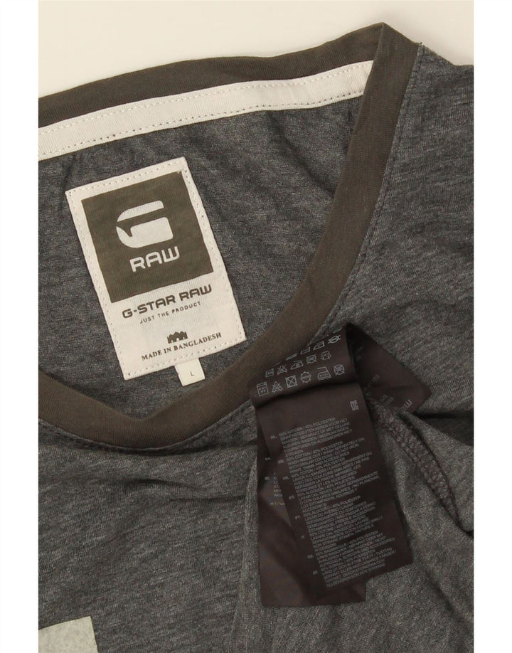G-STAR Homme Graphic T-Shirt Top Large Gris Coton