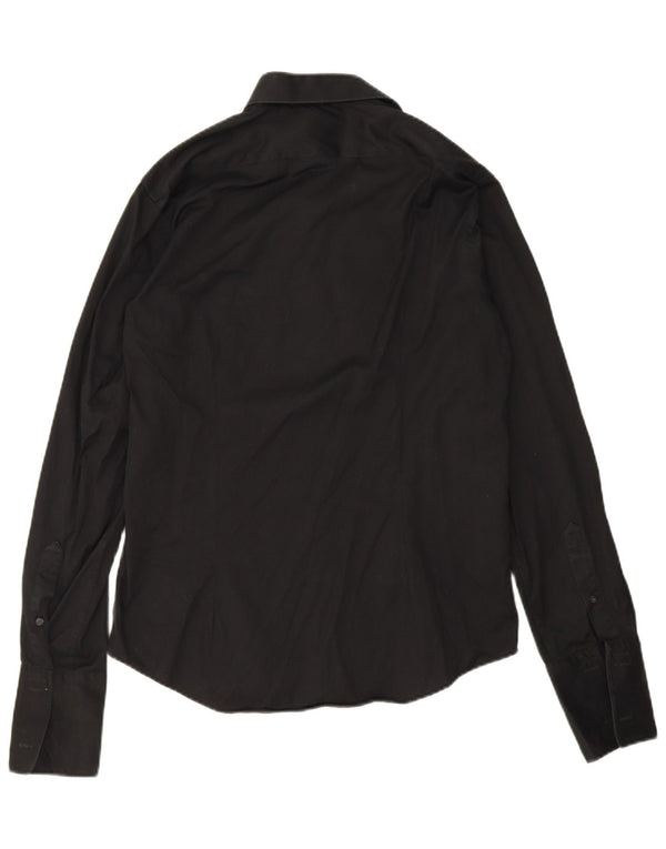 Calvin Klein Mens Slim Fit Shirt Size 41 16 Large Black Striped