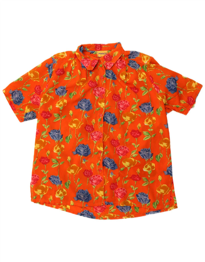 Mango Chemisier surdimensionné à manches courtes pour femme UK 16 Large Orange Floral