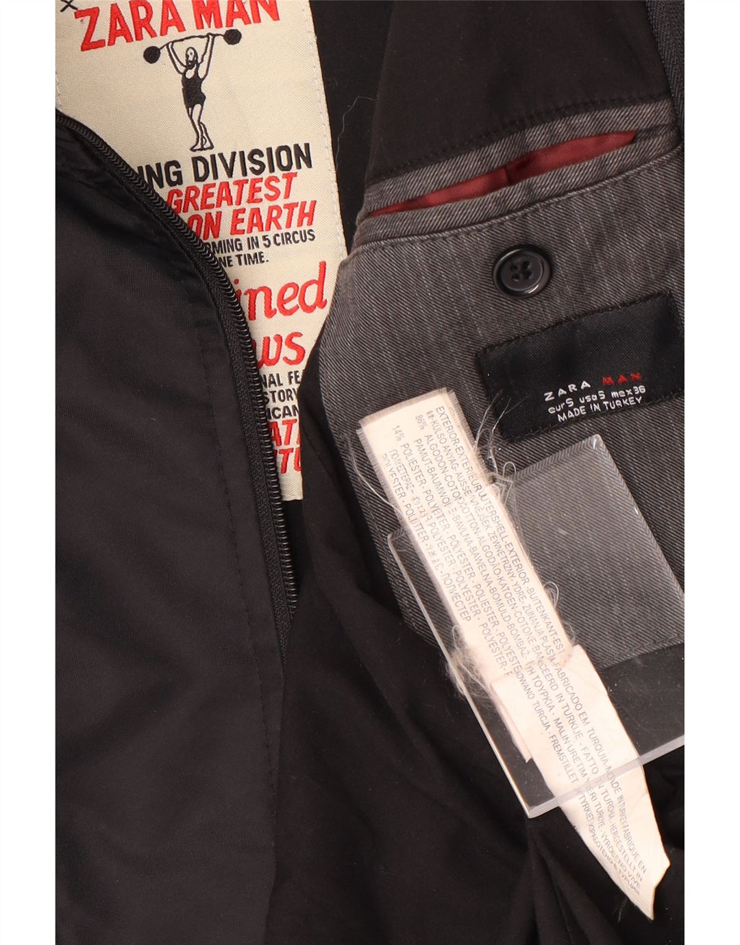 Zara Veste blazer à 2 boutons pour homme UK 36 Petit gris en coton à fines rayures