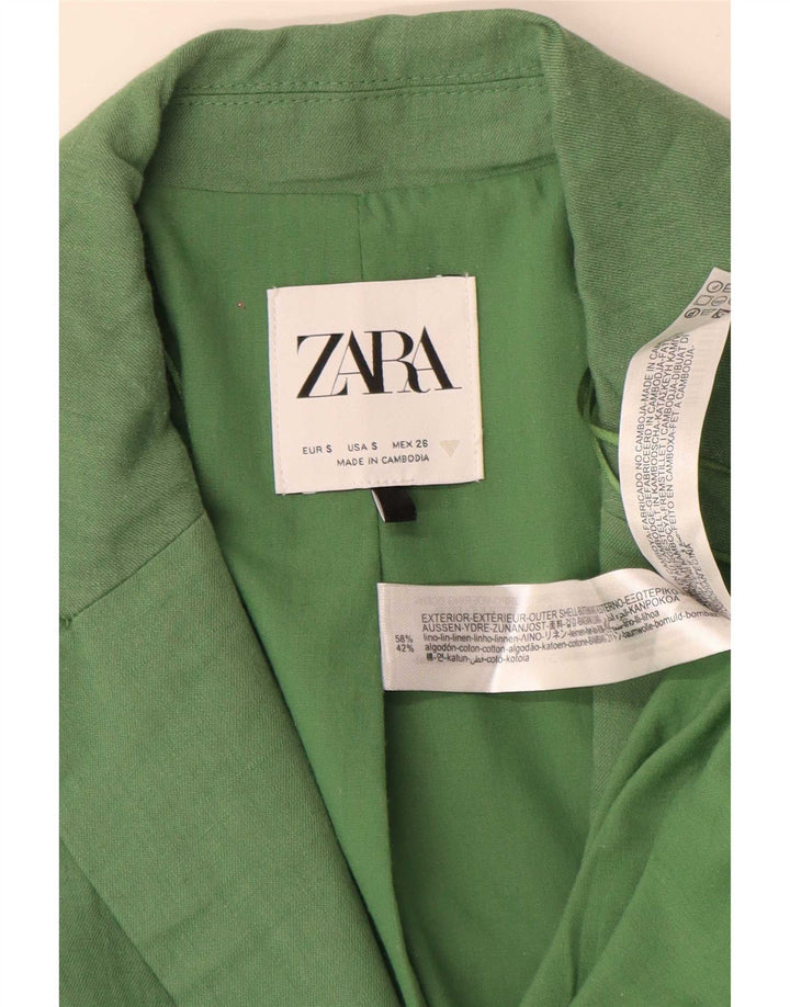 Zara Veste blazer surdimensionnée à 2 boutons pour femme UK 10 Petit lin vert