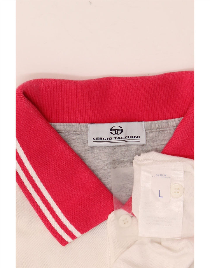 SERGIO TACCHINI Polo Homme Grand Blanc Colorblock Coton