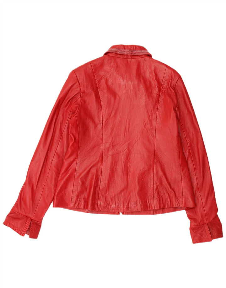 veste en cuir femme vintage UK 24 4XL Rouge