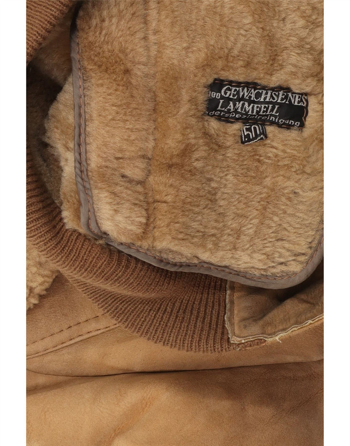 vintage Mens Bomber Shearling Jacket EU 50 Grand Shearling Beige