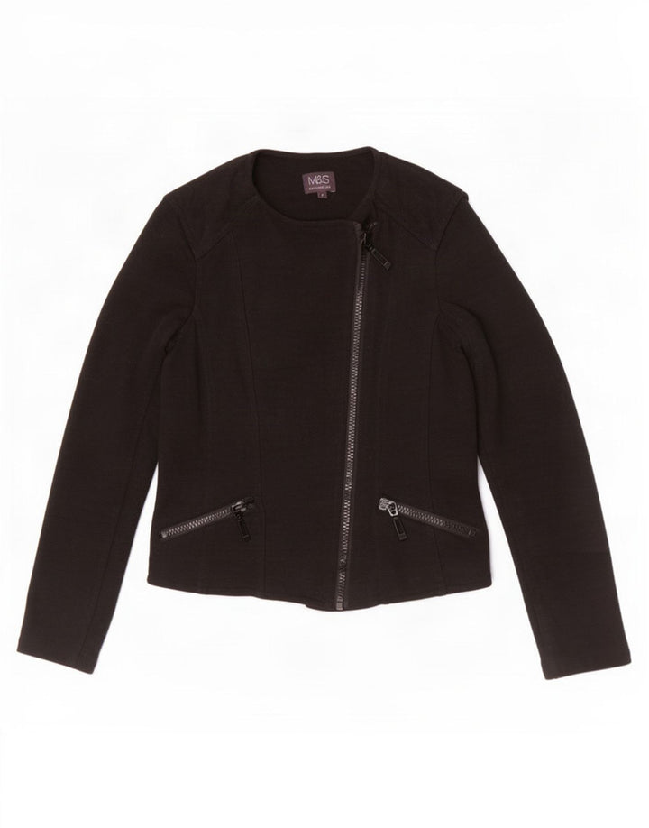 Marks & Spencer Veste Racer pour femme UK 8 Small Noir Coton