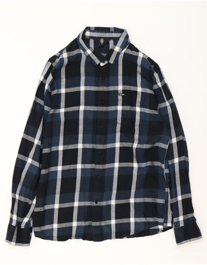 Volcom Chemise en flanelle pour hommes, grand carreaux en coton bleu marine