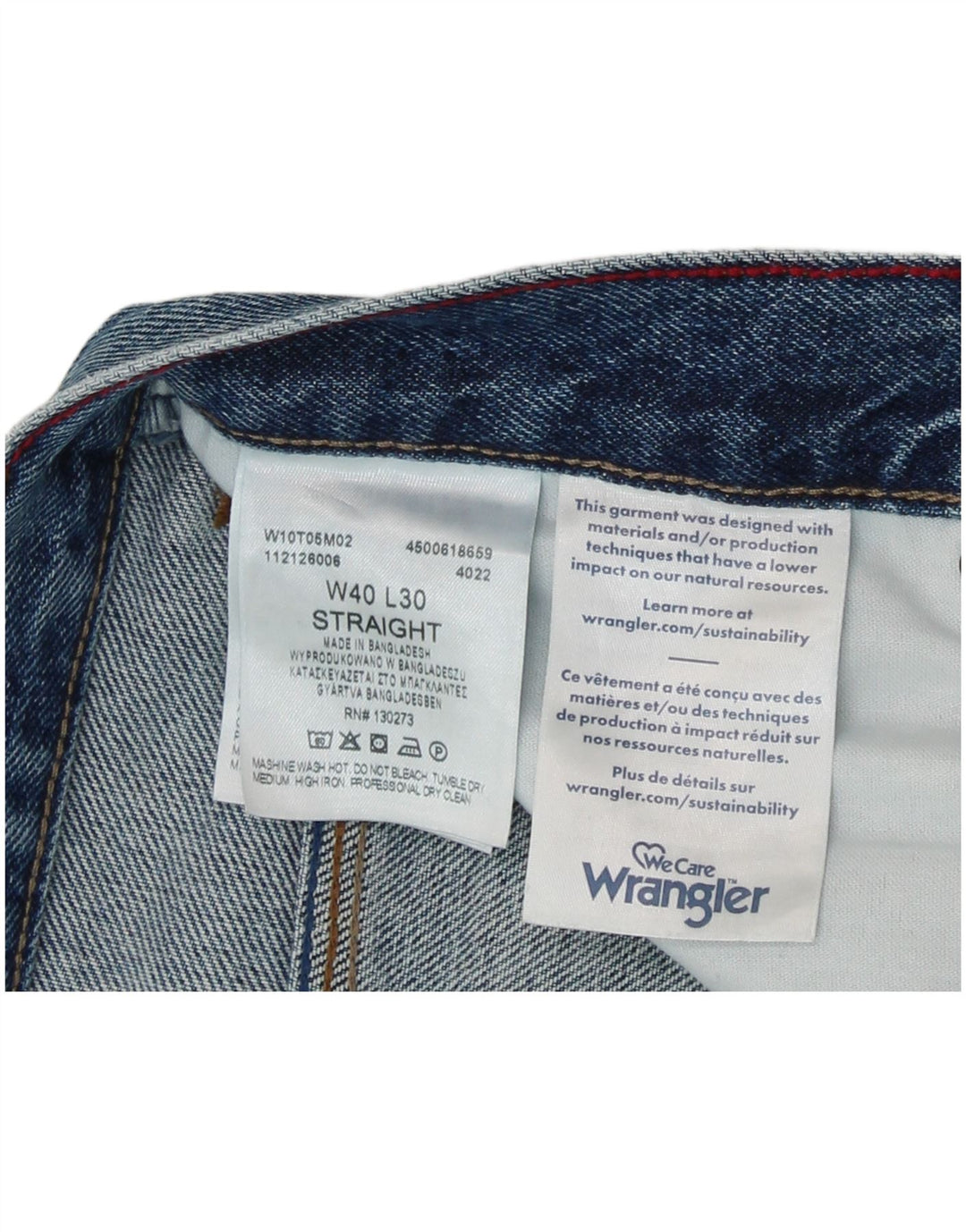 Wrangler Jean droit homme W40 L27 bleu coton