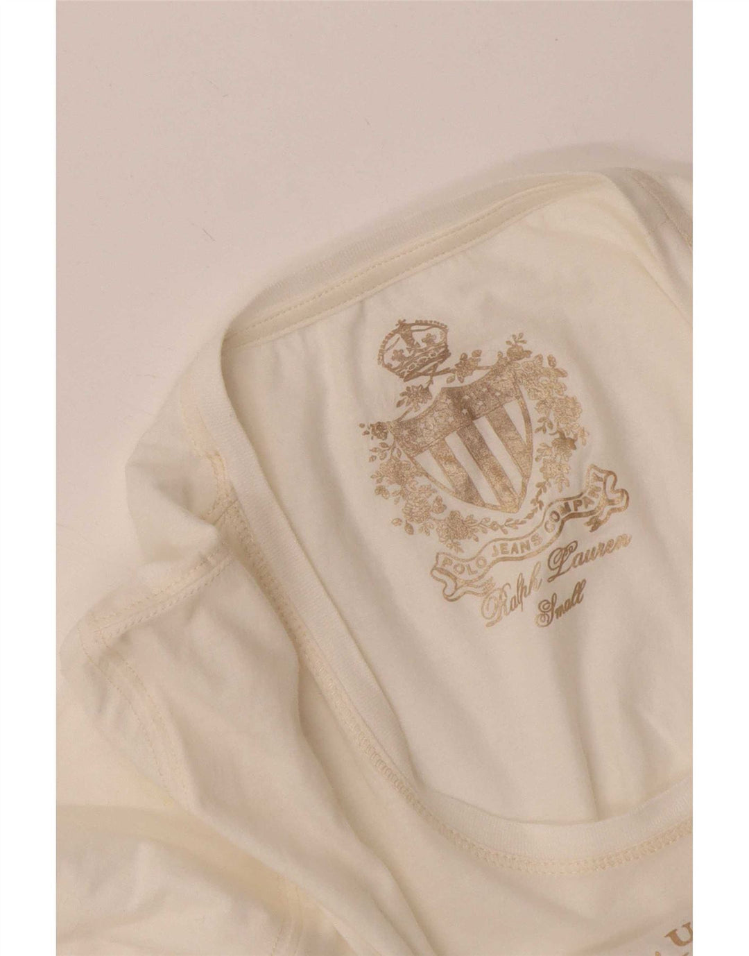 Ralph Lauren Haut graphique à manches longues pour femme UK 8 Small Blanc