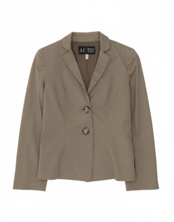 Armani Jeans Veste Blazer 2 Boutons Femme EU 40 Coton Gris Moyen