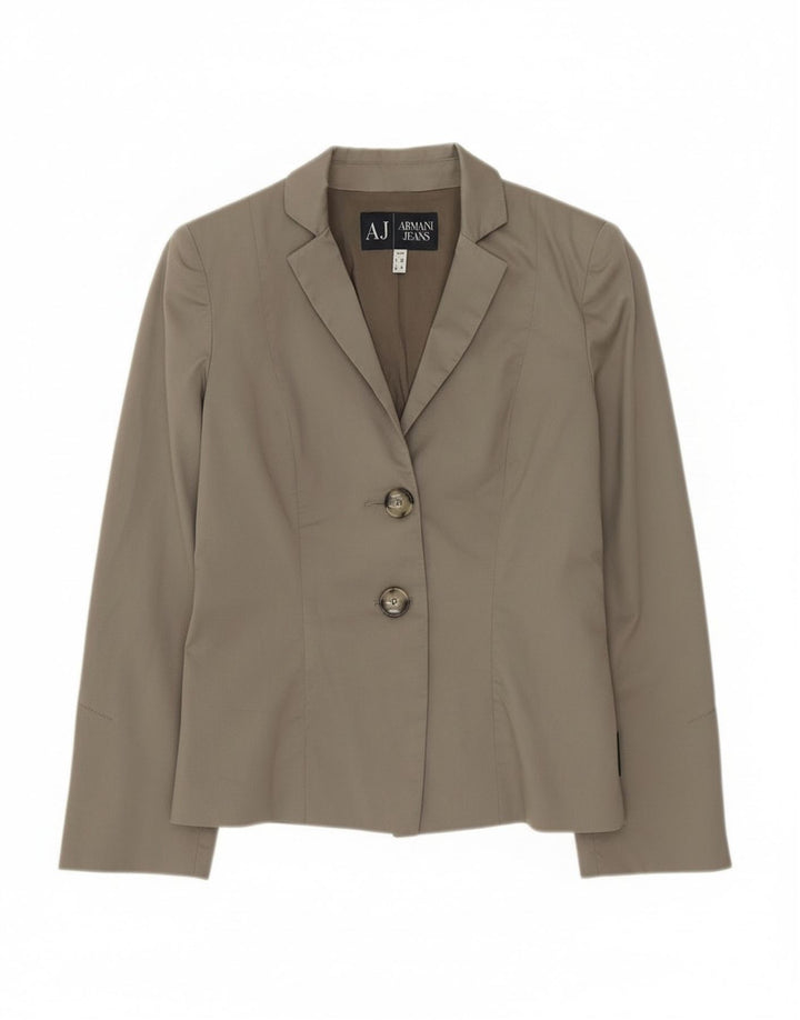 Armani Jeans Veste Blazer 2 Boutons Femme EU 40 Coton Gris Moyen