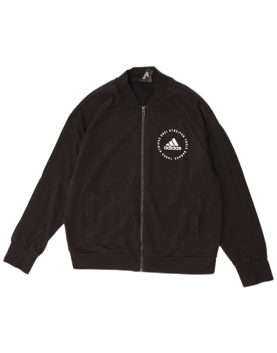 Adidas Veste de survêtement graphique pour femme UK 12/14 Coton noir moyen