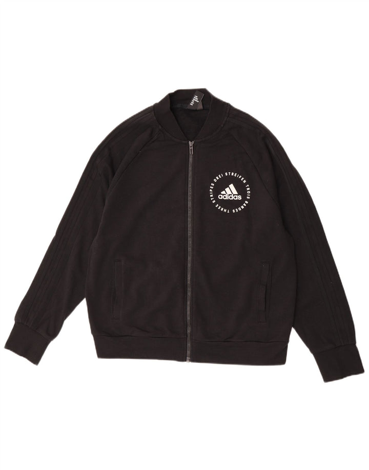 Adidas Veste de survêtement graphique pour femme UK 12/14 Coton noir moyen