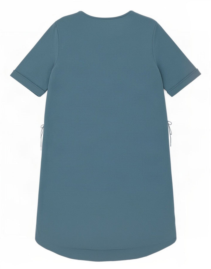 Zara Robe droite à manches courtes pour femme UK 14 Bleu moyen Polyester