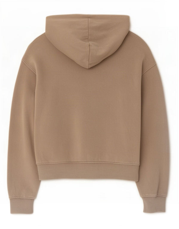 Zara Pull à capuche zippé court pour fille 13-14 ans Coton beige