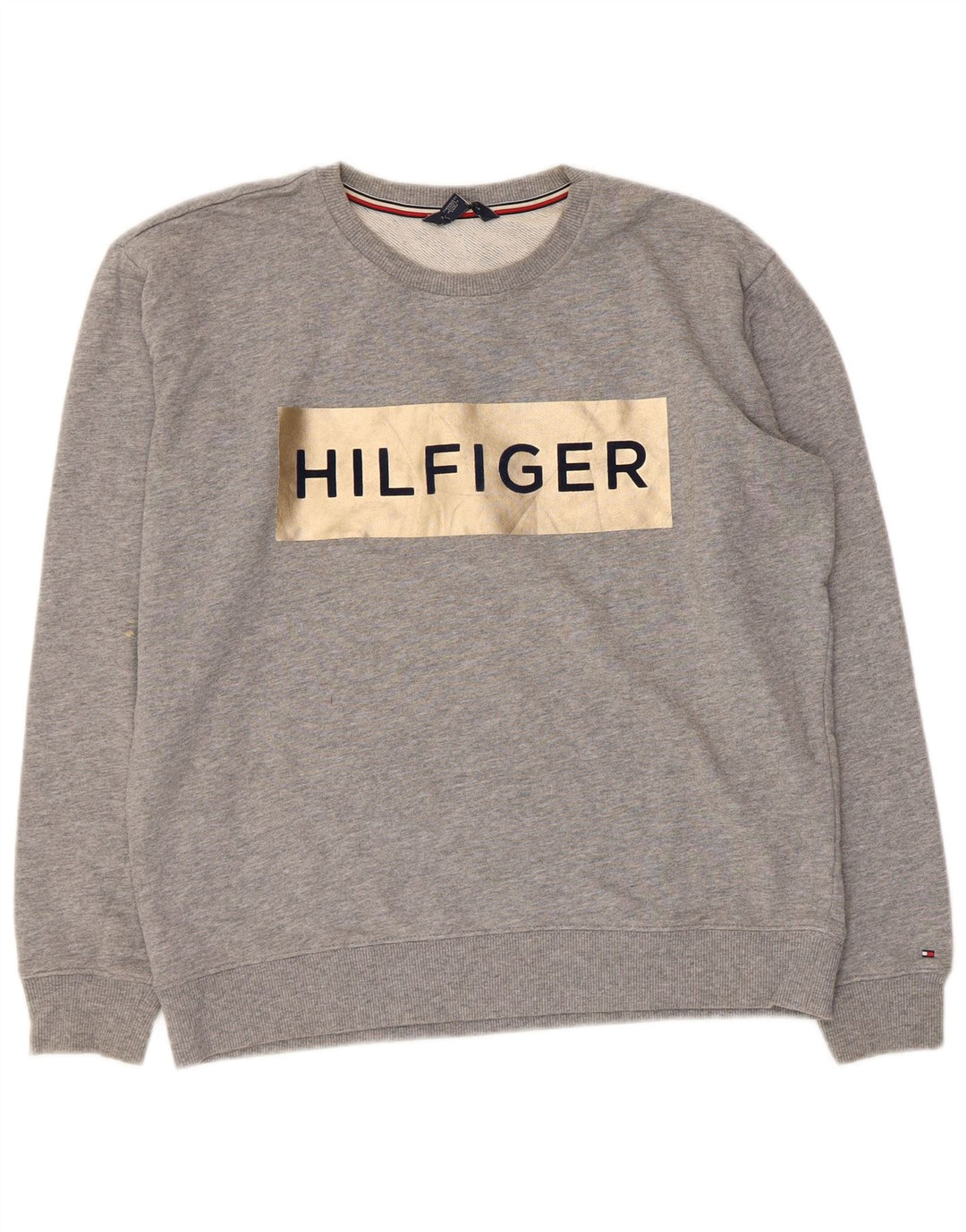 Tommy Hilfiger Sweat-Shirt Graphique Homme Gris Moyen Moucheté Coton
