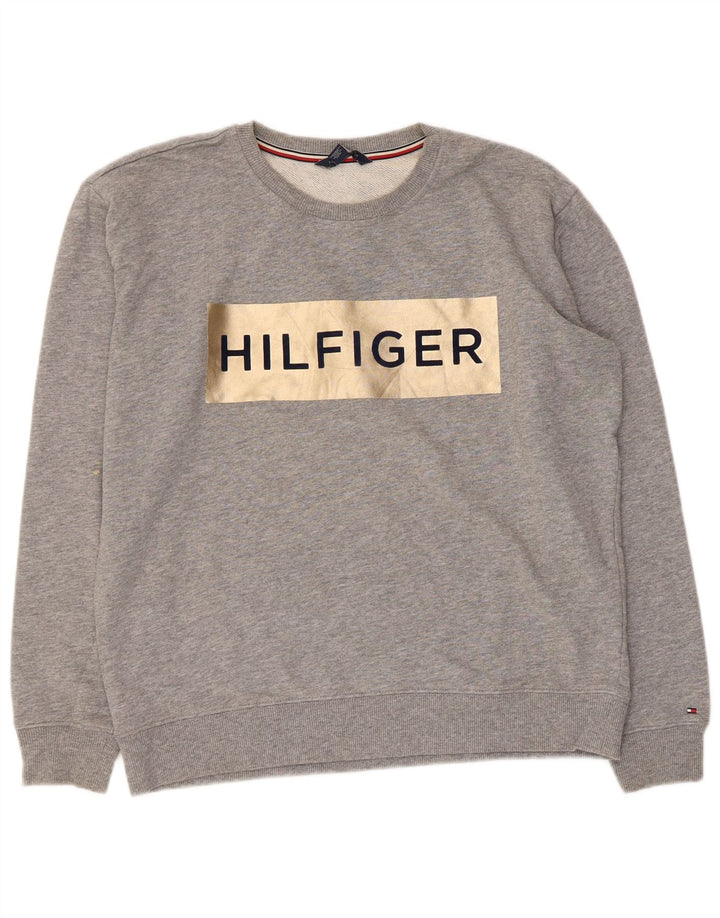 Tommy Hilfiger Sweat-Shirt Graphique Homme Gris Moyen Moucheté Coton