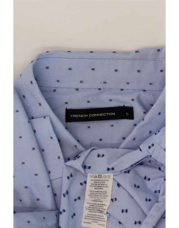 French Connection Chemise Homme Large Bleu Pois Polyester