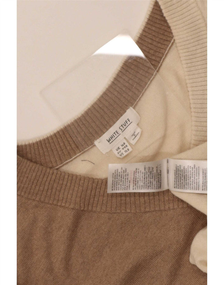 White Stuff Pull col V pour femme UK 16 Large Multicolore