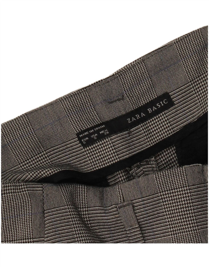 Zara Pantalon court slim pour femme Small W26 L25 Pied-de-poule gris