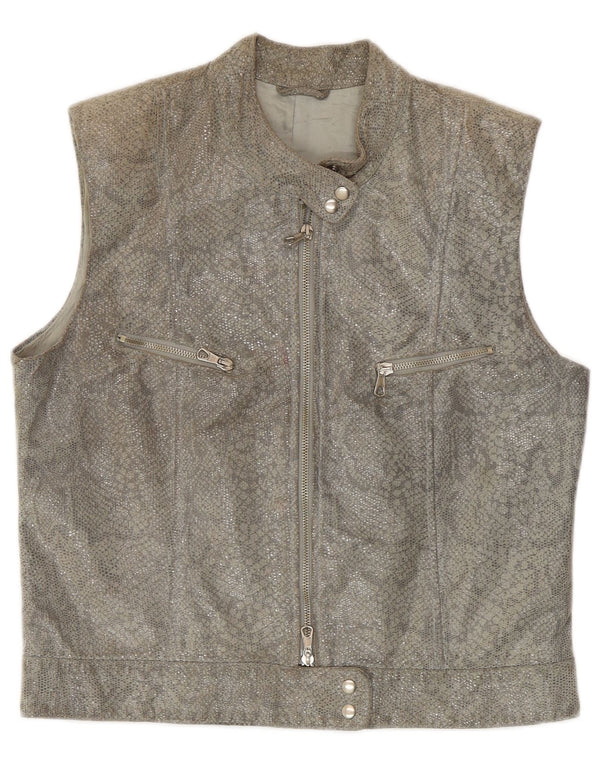 Conbipel Femme Gilet En Cuir IT 44 Gris Moyen Imprimé Animal