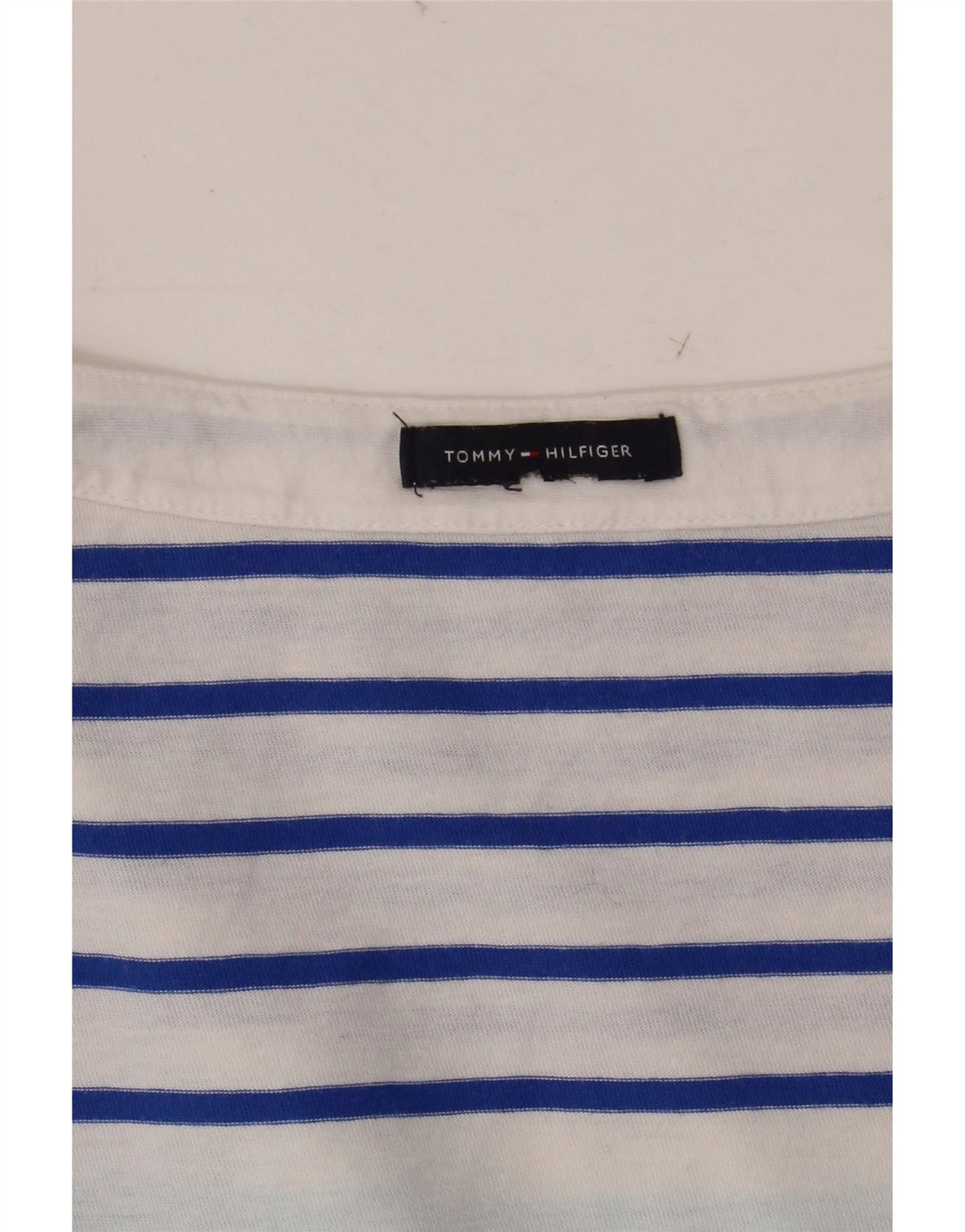 TOMMY HILFIGER Haut Femme Manches 3/4 UK 12 Bleu Moyen Rayé