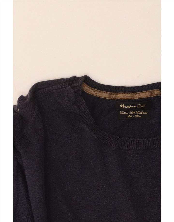 MASSIMO DUTTI Pull Col Rond Homme Bleu Marine Moyen Coton