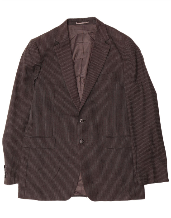 Jaeger Veste blazer à 2 boutons pour homme UK 42 XL en laine à fines rayures grises