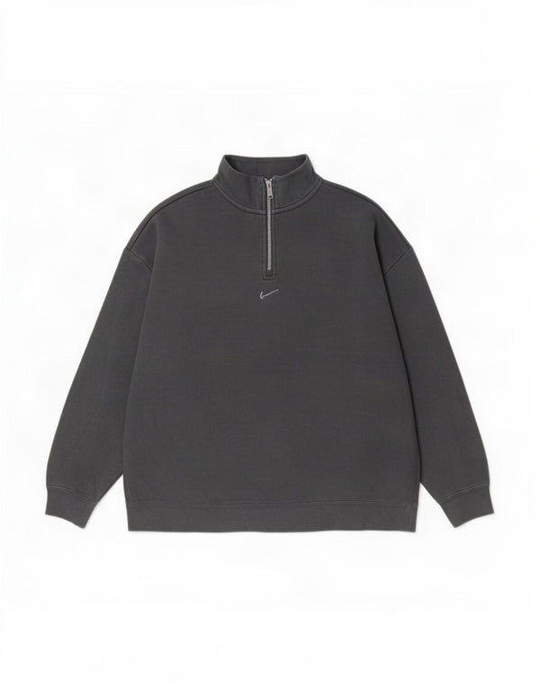 Nike Sweat-shirt ample à col zippé pour homme en coton noir moyen