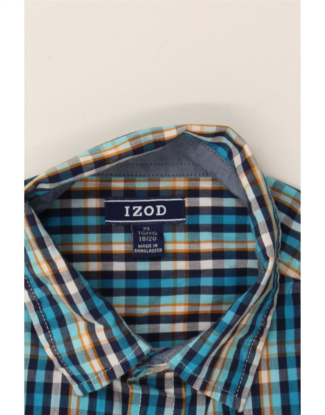 IZOD Boys Shirt 15-16 Years XL  Blue Check Cotton Vintage Izod and Second-Hand Izod from Messina Hembry 