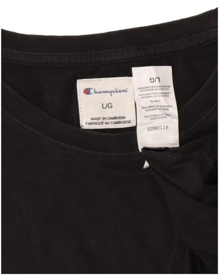 Champion T-shirt graphique pour femme UK 16 Large Noir Coton