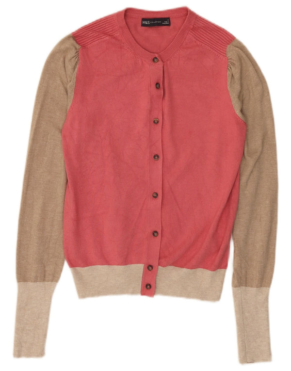 Marks & Spencer Cardigan pour femme en viscose color block rose UK 6 XS
