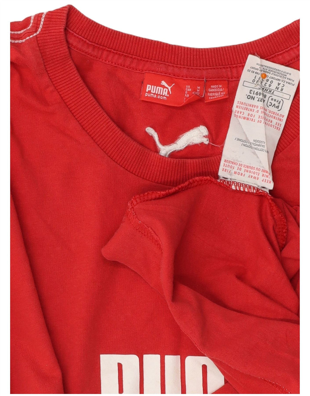 PUMA T-Shirt Graphique Homme Rouge Moyen Coton