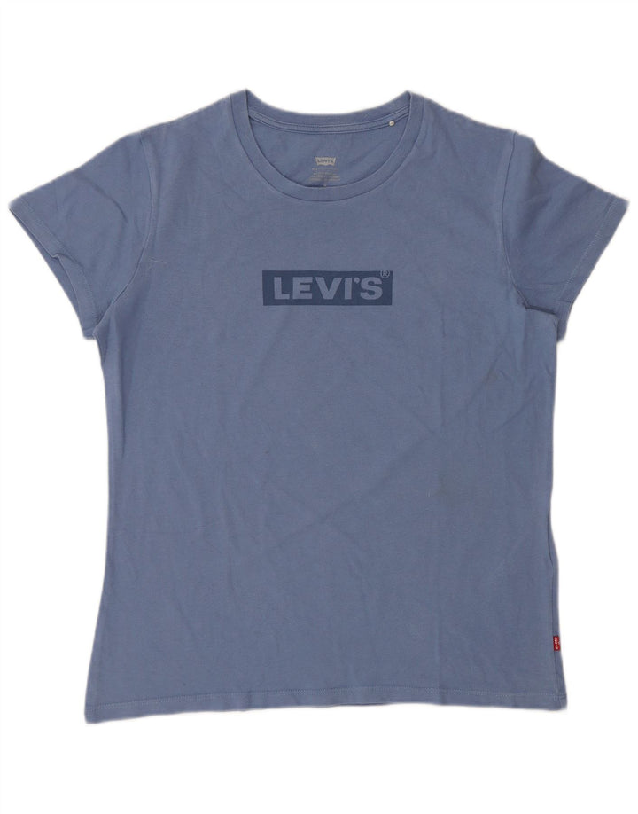 Levi's T-Shirt Graphique Femme UK 14 Bleu Moyen Coton