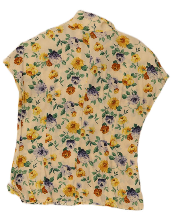 Luisa Spagnoli Chemisier à manches courtes pour femme UK 14 Medium Jaune Floral