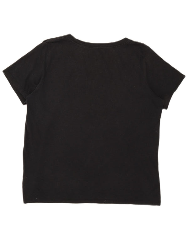 Nike Womens Dri Fit Graphic T-Shirt Top UK 16 Grand Noir Coton
