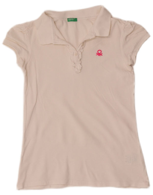 Benetton Polo Fille 11-12 ans 2XL Blanc Coton