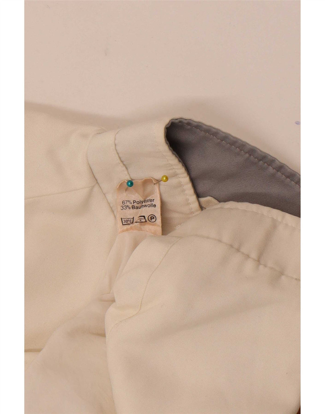 Veste Bomber Femme Vintage IT 46 Grand Polyester Colorblock Blanc