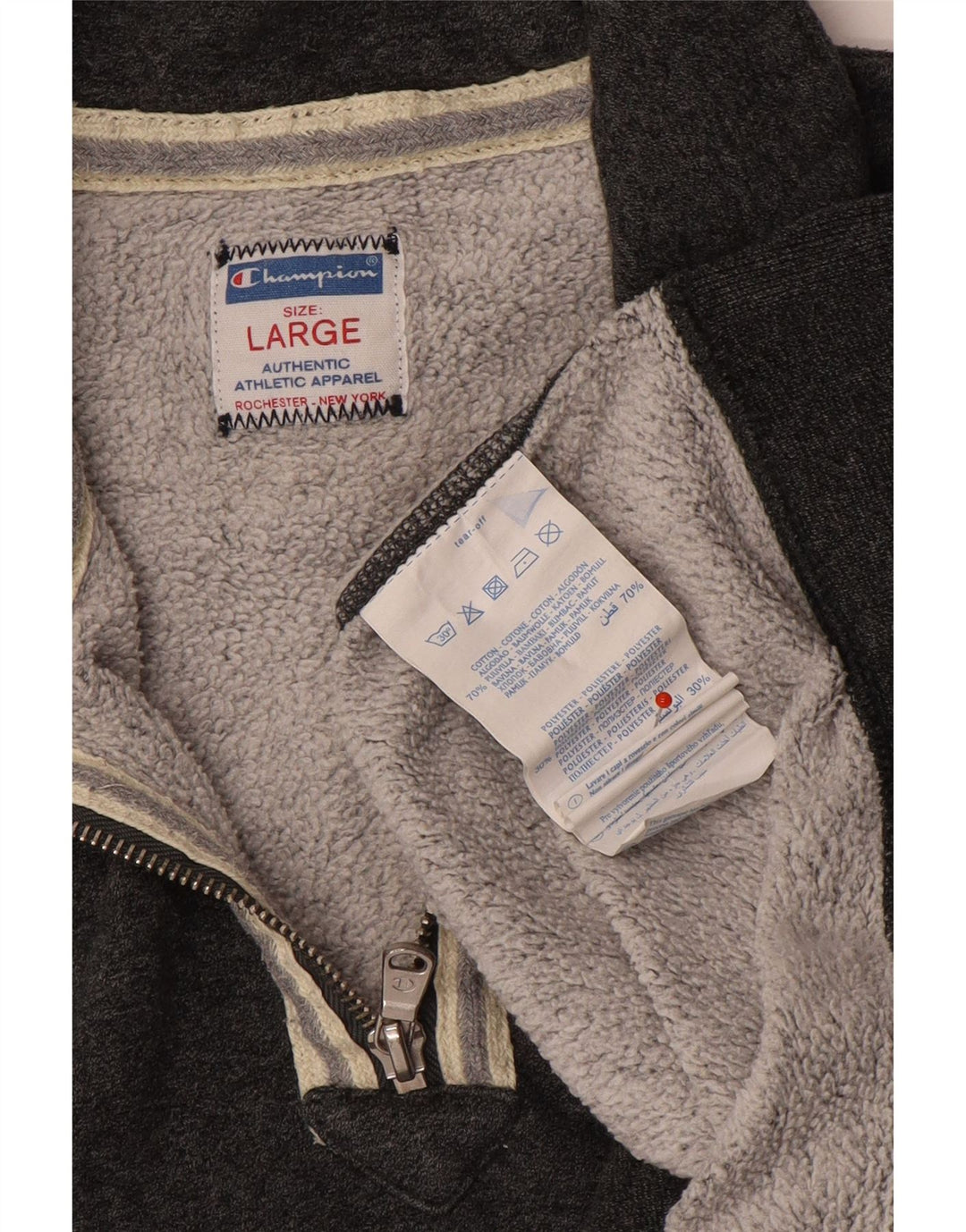 Champion Sweat-shirt à col zippé pour hommes, grand coton gris