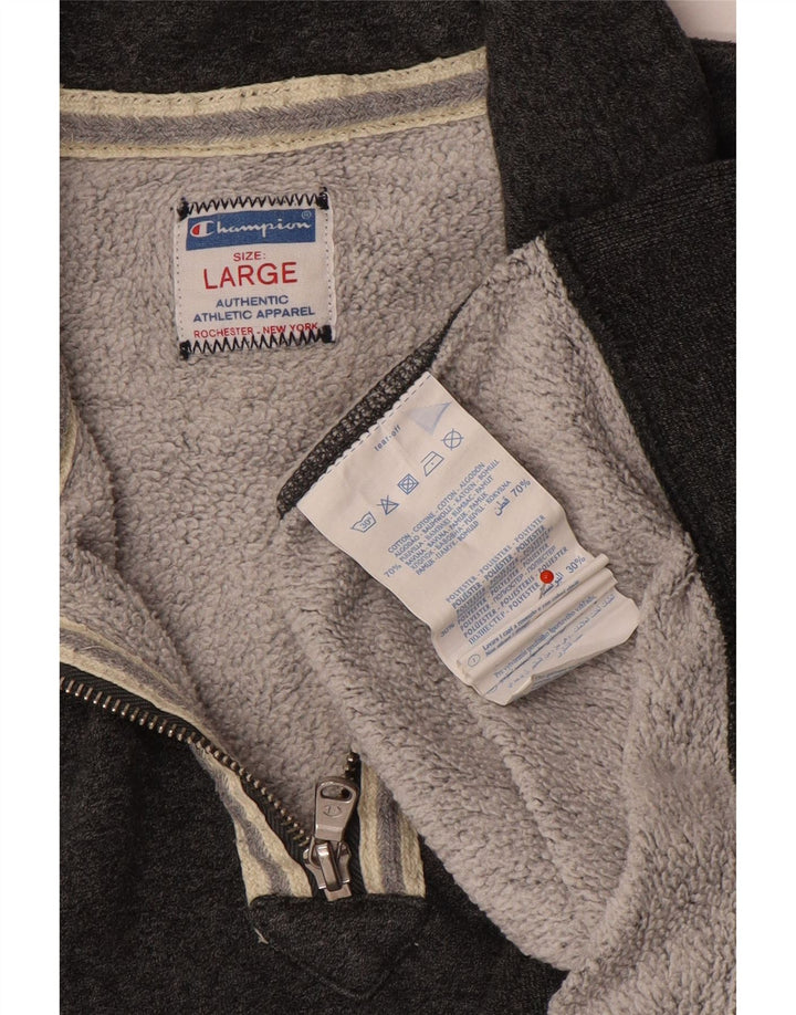 Champion Sweat-shirt à col zippé pour hommes, grand coton gris