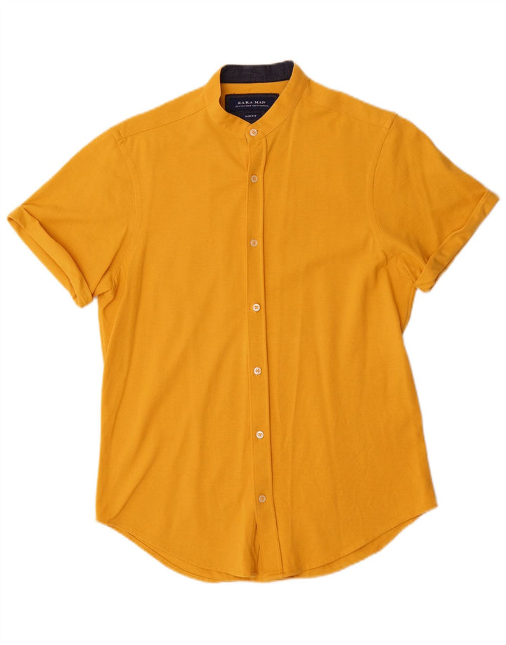 Zara Chemise Slim Fit À Manches Courtes Homme Petit Jaune