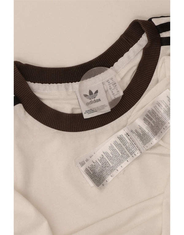 ADIDAS T-shirt surdimensionné pour femme UK 10 Petit coton blanc