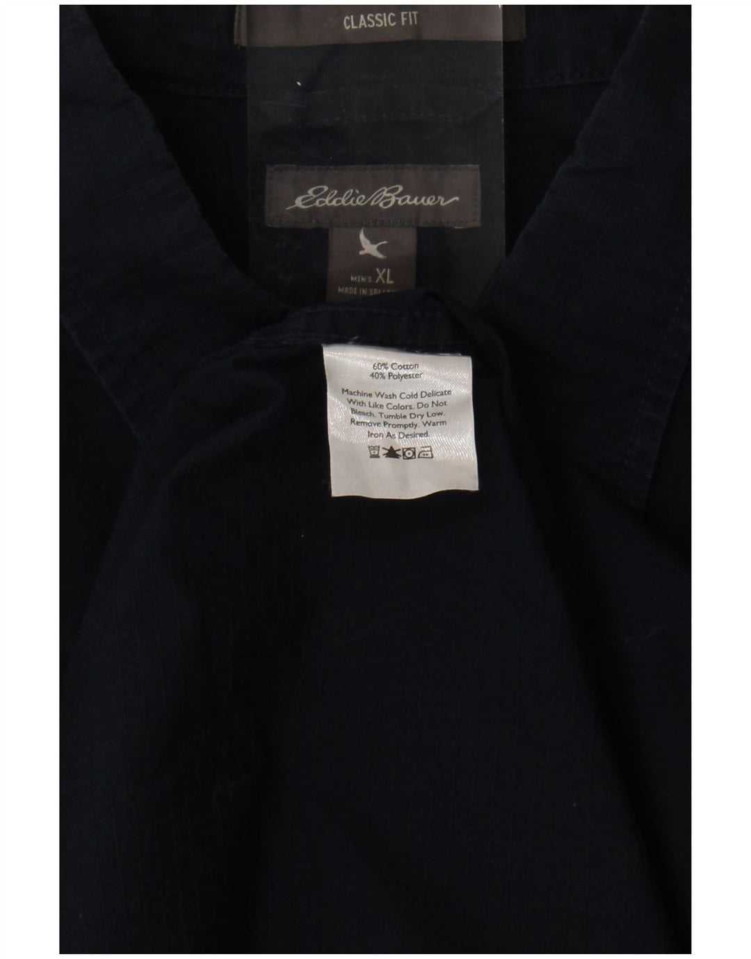 EDDIE BAUER Chemise classique à manches courtes pour homme XL en coton bleu marine