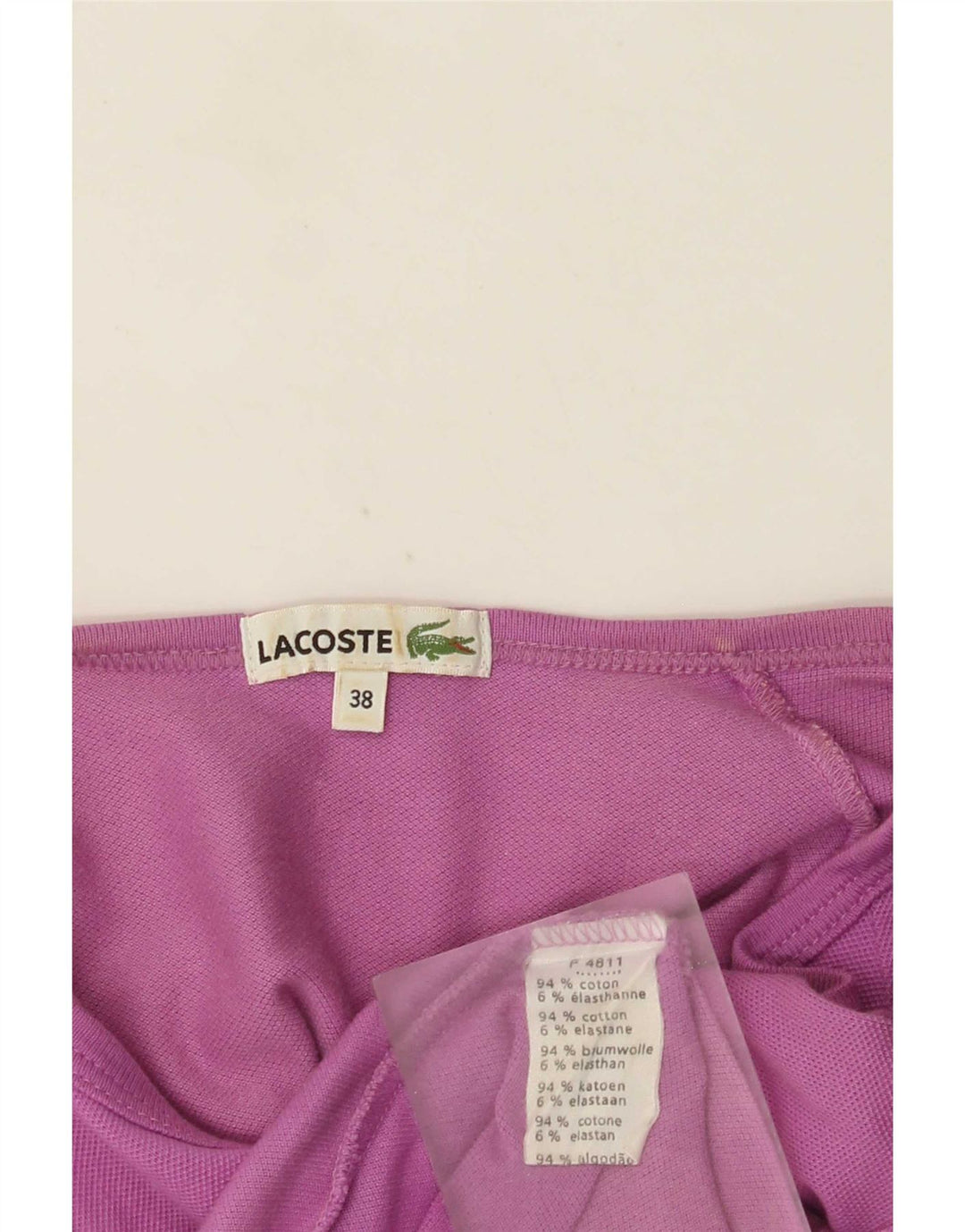 Lacoste T-Shirt Femme Top Taille 38 Coton Violet Moyen