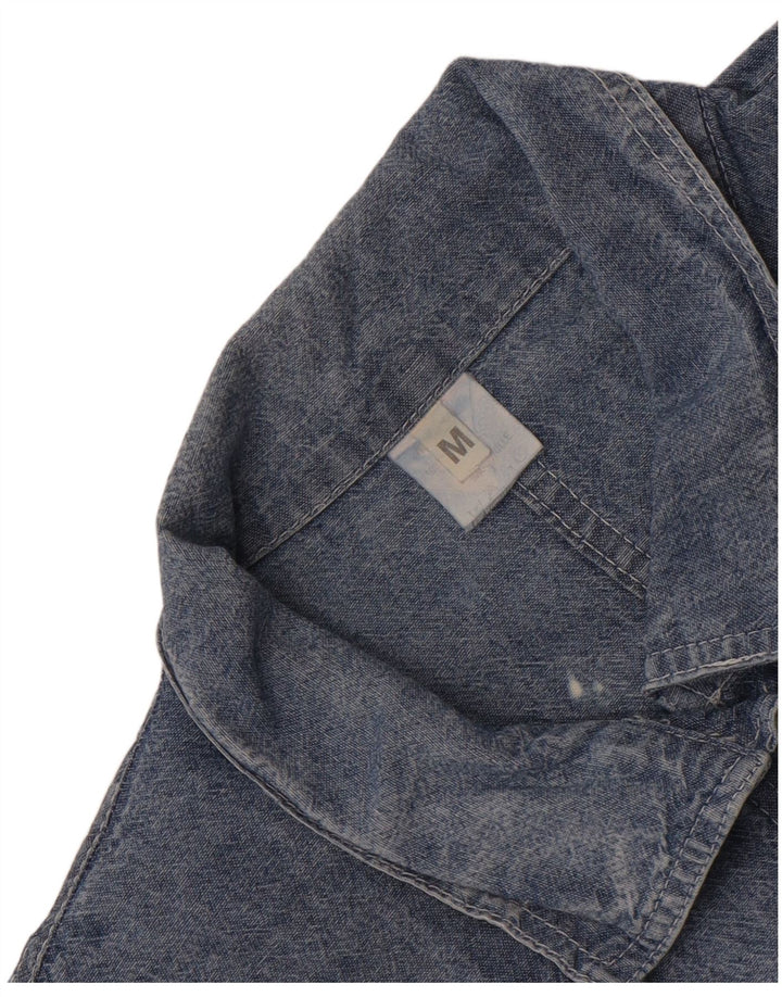 vintage Femme Chemise en denim surdimensionnée UK 14 Coton bleu moyen