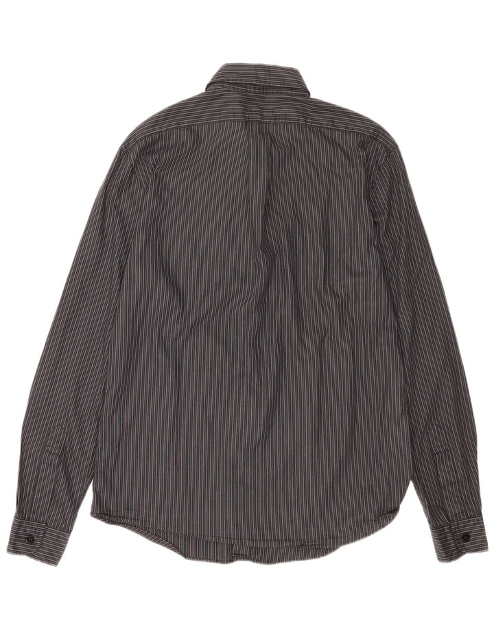 Armani Jeans Chemise Homme Gris Moyen Rayé Coton