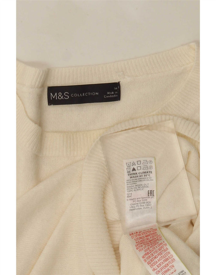 Marks & Spencer Pull à col rond pour femme UK 14 Medium Off White